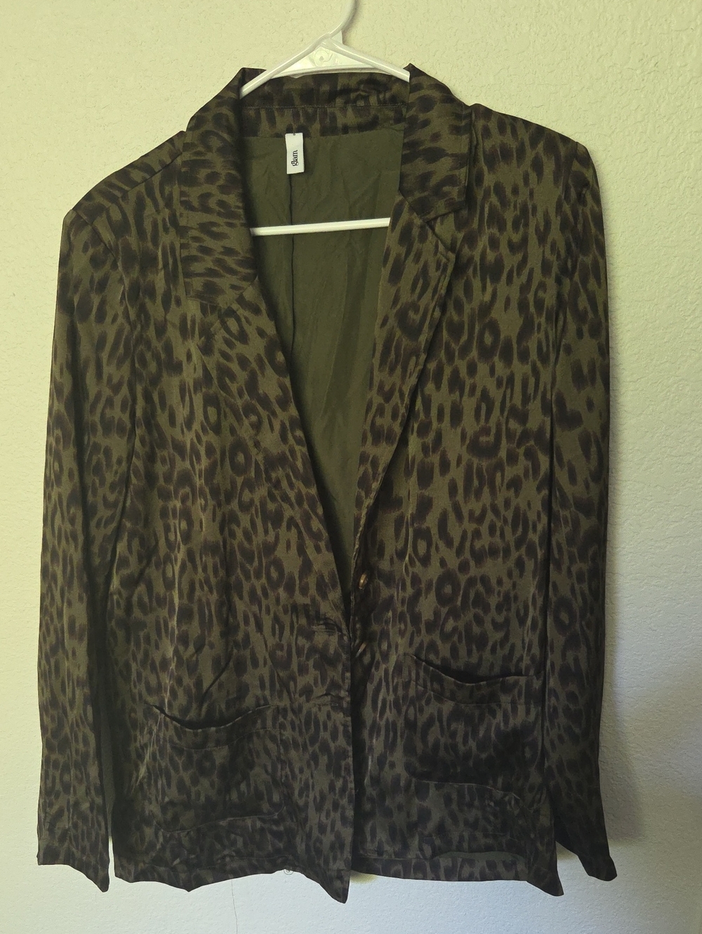glam Olive Leopard-Print Blazer Jacket